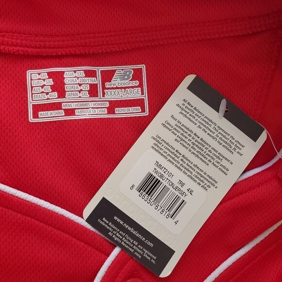 New Balance 2 Button Baseball Jersey sz 4XL - Picture 11 of 13